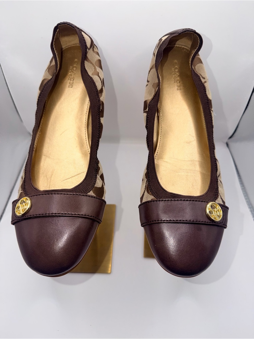Coach Women's Brown Signature Canvas Ballet Flats